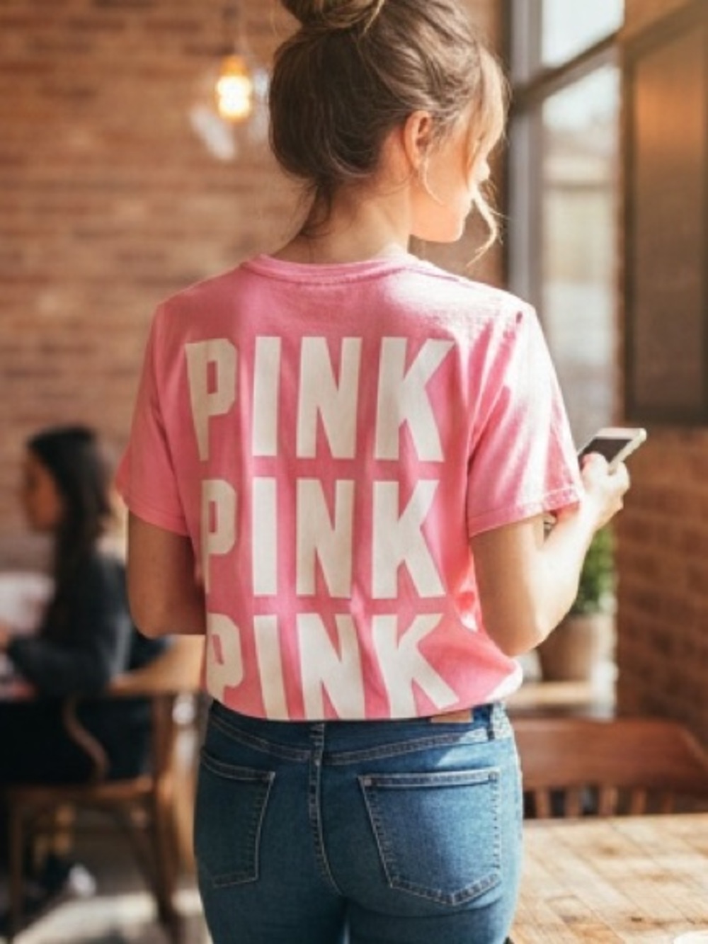 Victoria's Secret PINK Everyday Short Sleeve T-Shirt Pink/White L